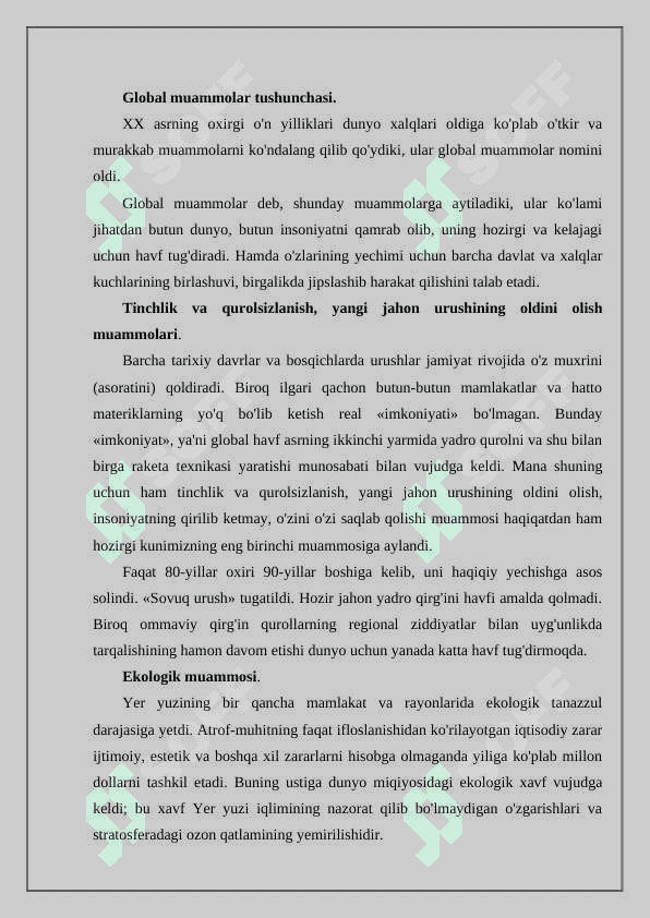 Global muammolari 2