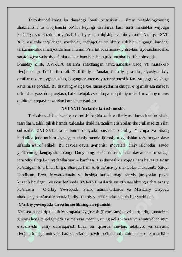 XVI-XIX asrlarda tarixshunoslik 8
