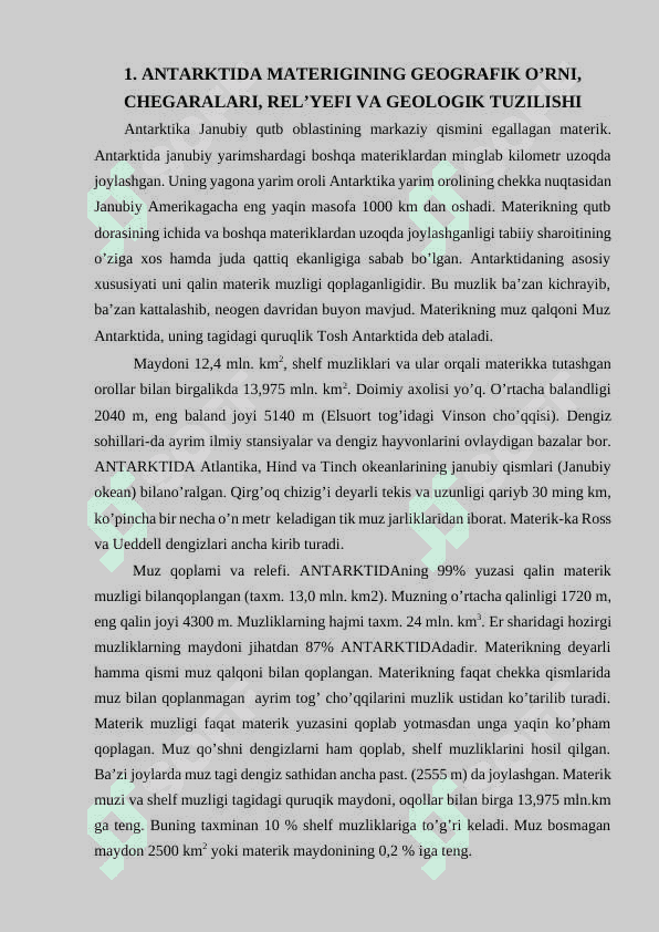« ANTARKTIDA IQLIMI VA ORGANIK DUNYOSI » 4