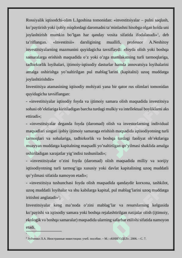 Investitsiyalarning tasniflanishi 3