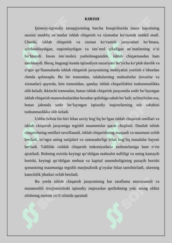 Ishlab chiqarish jarayoni, uning mazmuni va tarkibiy qismlari 2