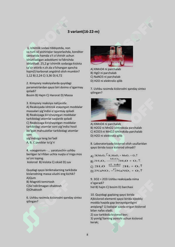 7 sinf mavzulashtirilgan test savollari 8