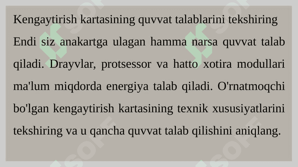 Kengaytirish kartalarini ulash va ishlatish 8