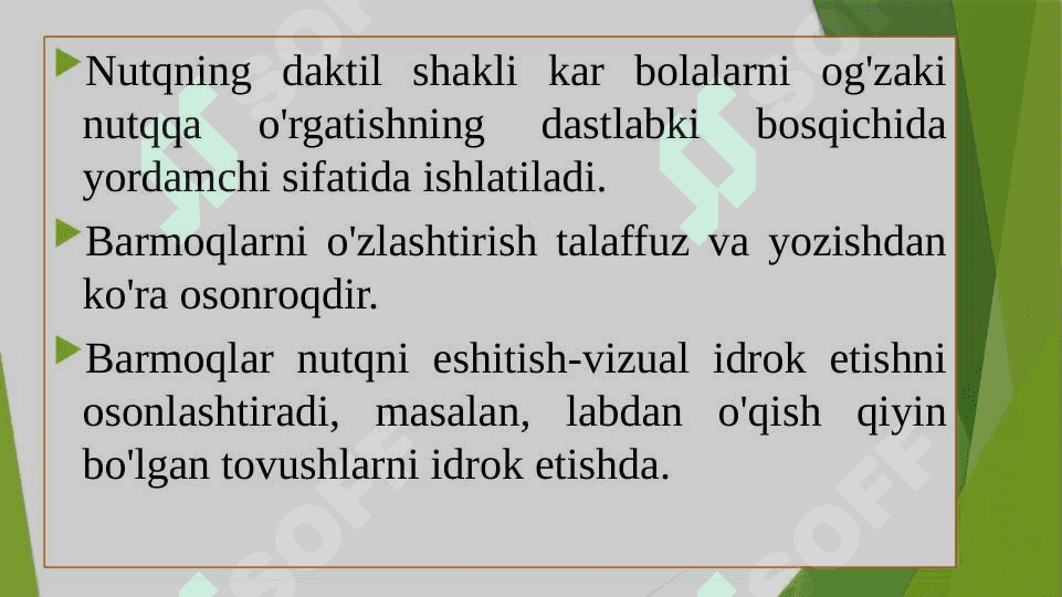 Kar bolalarning daktil, imo-ishora nutqining o'ziga xos xususiyatlari. 8