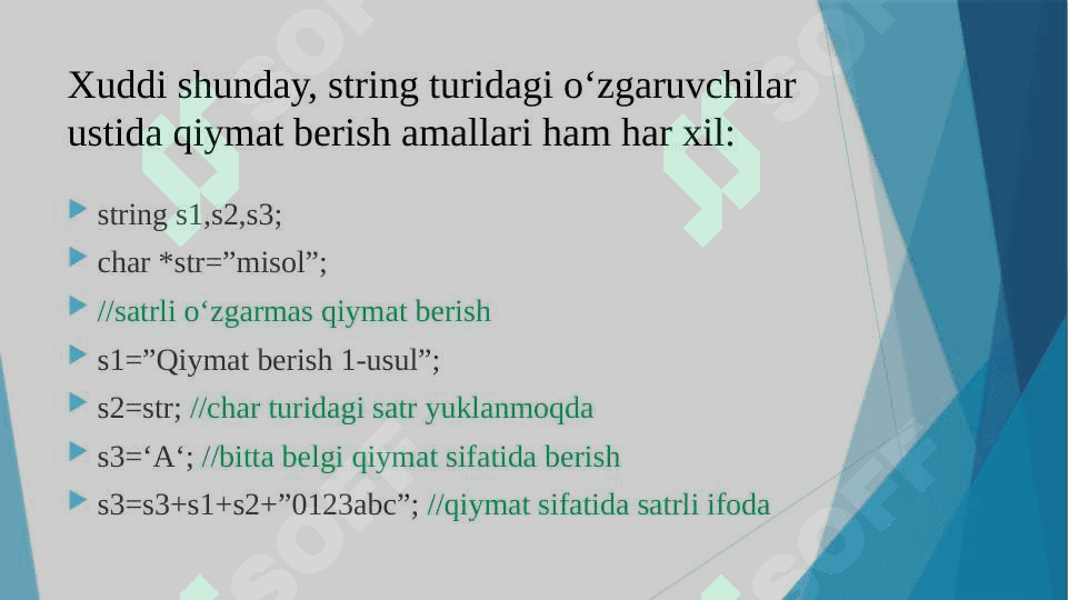 Satrlar va kengaytirilgan belgilar 5