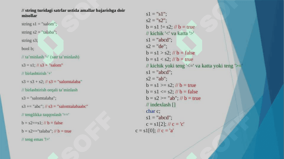 Satrlar va kengaytirilgan belgilar 7