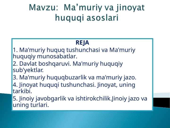 Ma’muriy va jinoyat huquqi asoslari