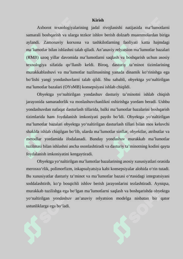Ob'ektga yo'naltirilgan ma'lumotlar bazasi 3