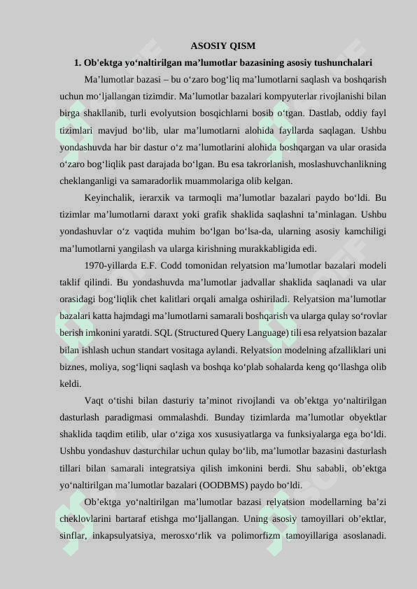 Ob'ektga yo'naltirilgan ma'lumotlar bazasi 4