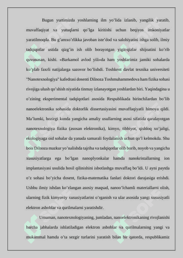 Nano o’lchamli yupqa qatlamlarning tuzilishi va xossalari 2
