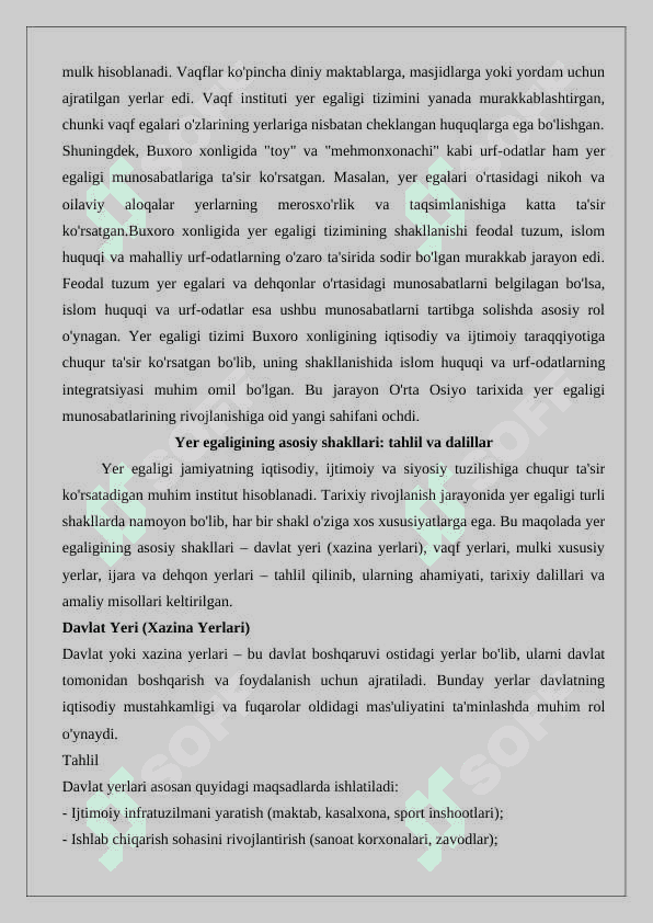 Buxoro xonligida yer egaligi shakllari 6
