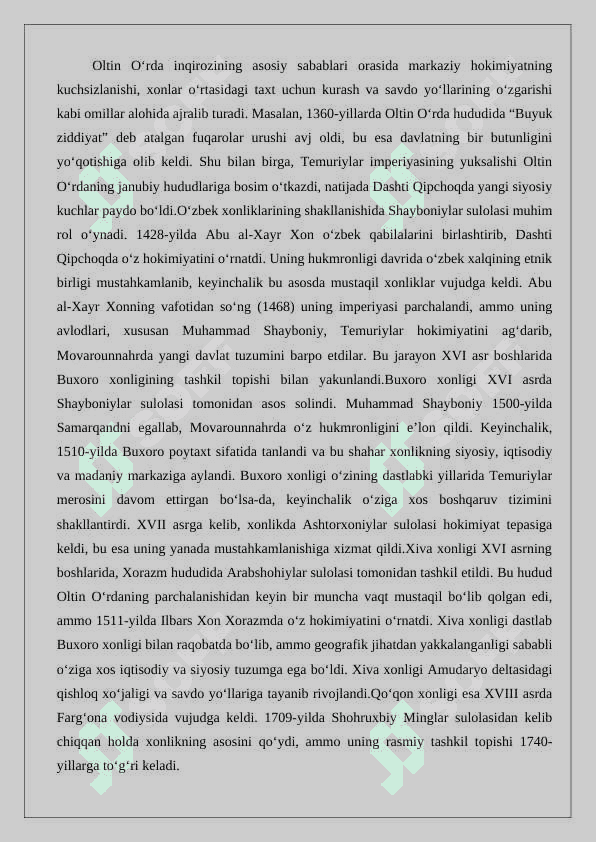 O‘zbek xonliklarining siyosiy xaritasi 5