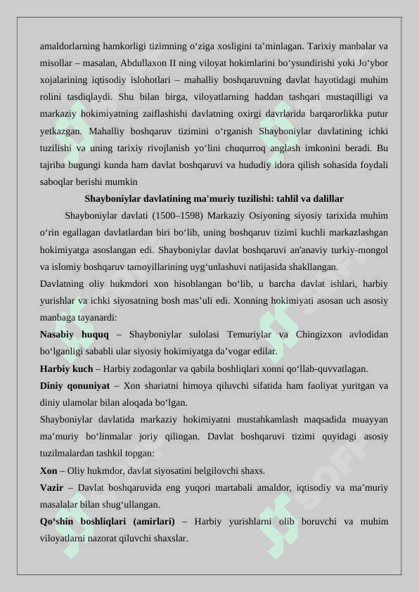 Shayboniylar davlatining mahalliy boshqaruv tizimi 5