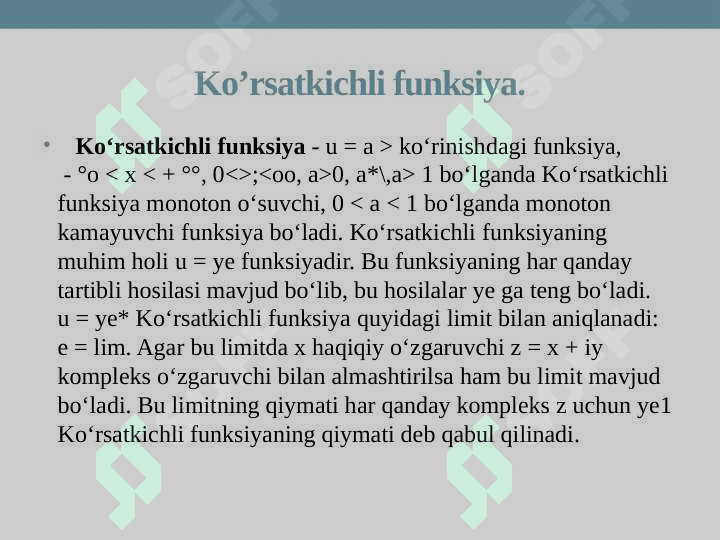 Ko’rsatkichli va logorifmli funksiya 2