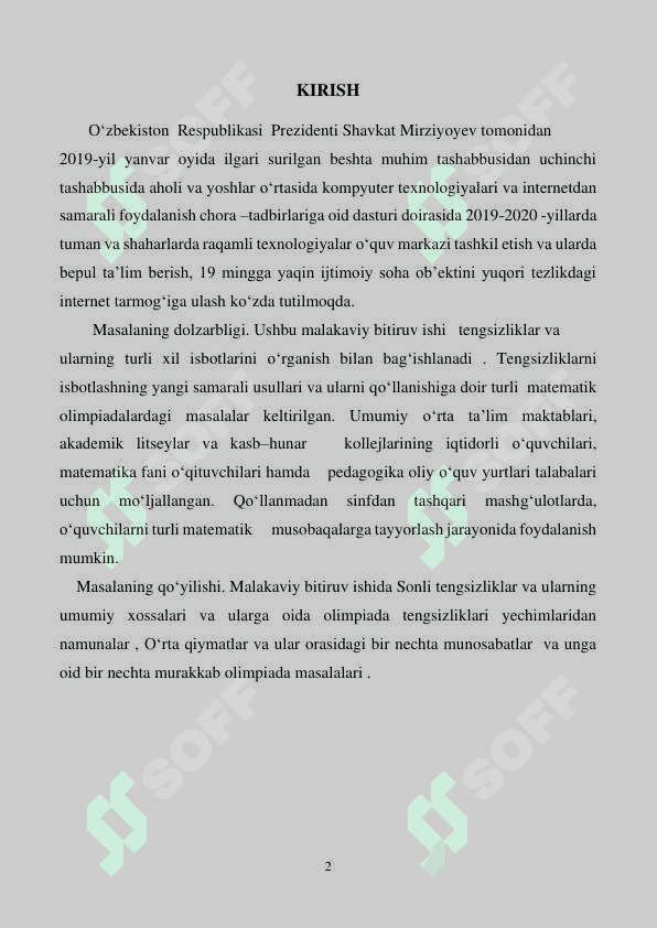 IRRATSIONAL TENGSIZLIKLARNI O‘QITISH METODIKASI 2