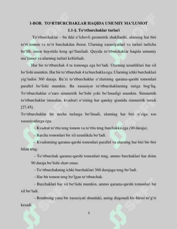 MAKTABDA TO‘RTBURCHAKLAR MAVZUSINI O‘QITISH METODIKASI 5