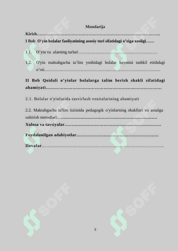 o'yin bolalar faoliyatining asosiy turi sifatida 2