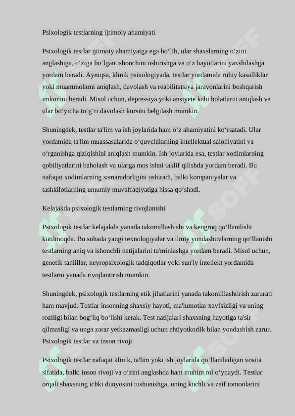 Psixologik testlar va ularning imkoniyatlari. 4