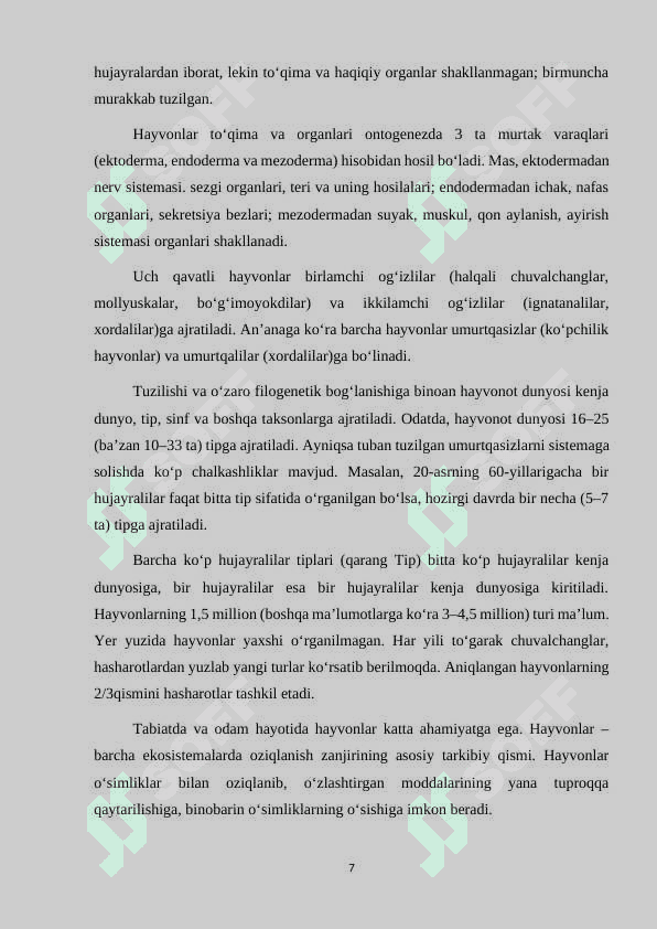 Hayvonlarni qo'riqlashni o'rganish metodikasi 7