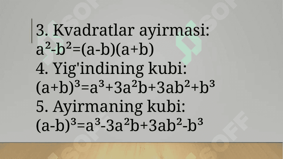 QISQA KO'PAYTIRISH FORMULALARI. 3