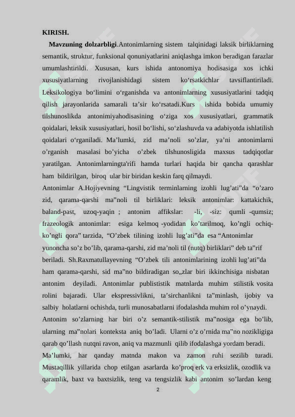 O'zbek tilshunosligida antonimiya hodisasi talqini 2