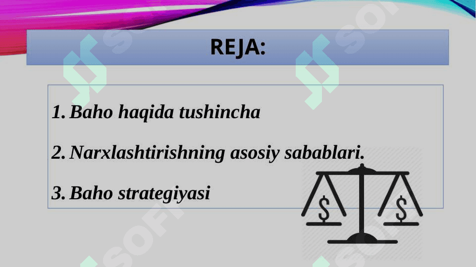 Bozor sharoitida baho siyosati 2