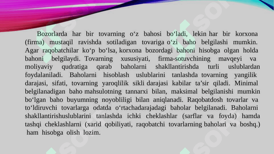 Bozor sharoitida baho siyosati 4