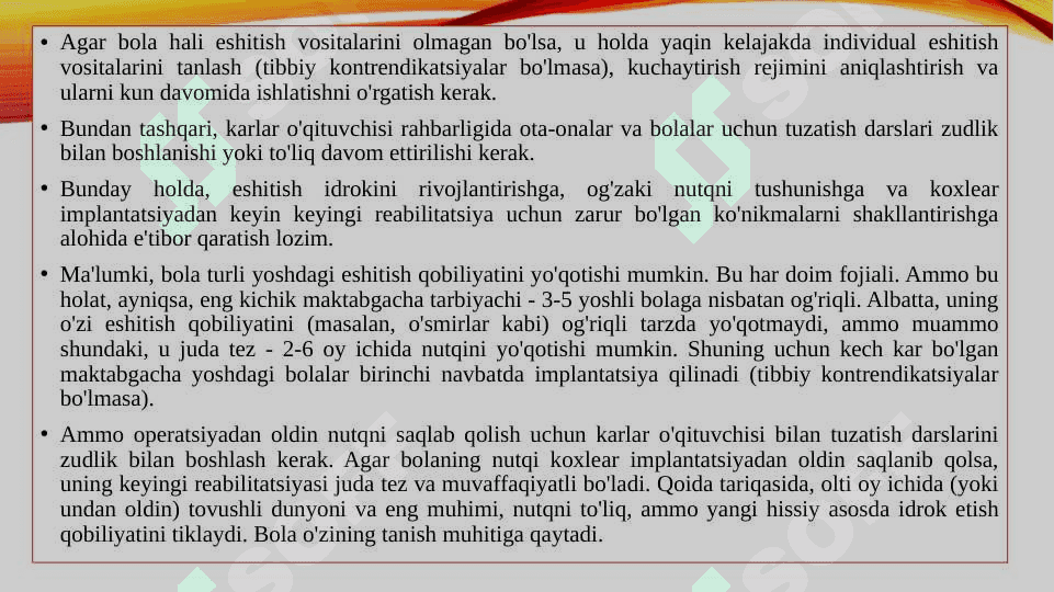 Maktabgacha yoshdagi bolada koxlear implantlar. 5