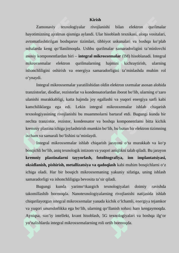 Integral mikrosxemalarning tayyorlanish jarayonlari 3