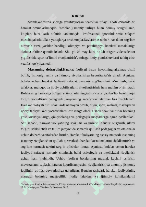 Harakat faoliyatining shakllari va turlari. 2