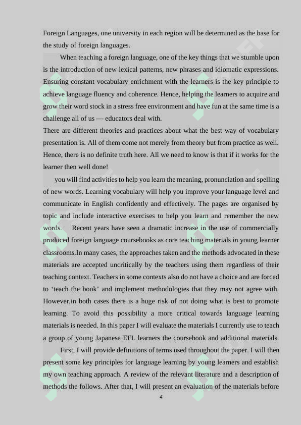 Evaluating and Adapting materials for teaching vocabulary to A1 level learners 4
