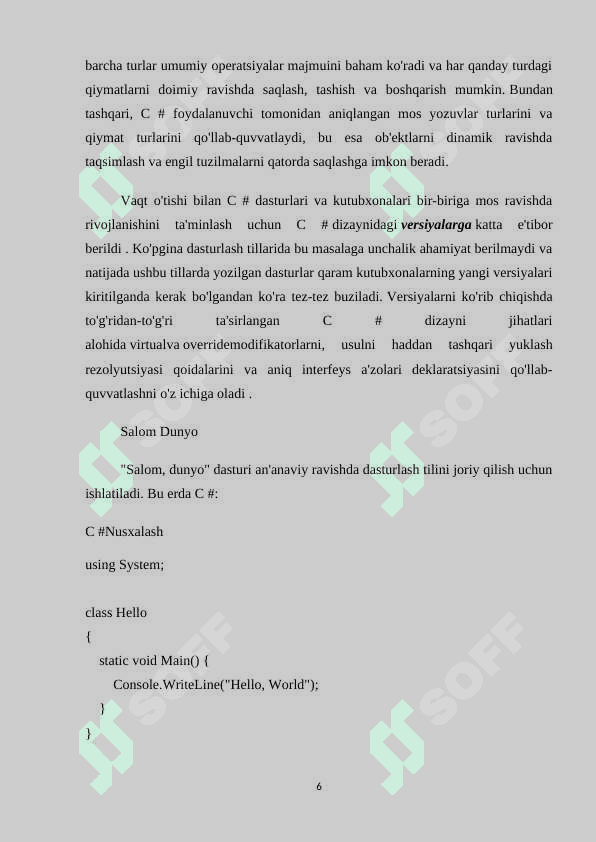 C# dasturlash tili takrorlanish operatori 6