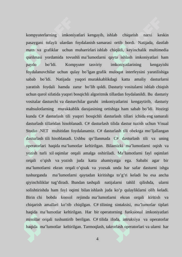 Indeksator va xossalar qo‘llanilgan holda misollar yechish 4
