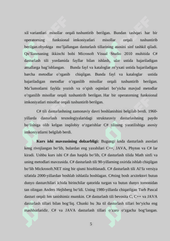 Indeksator va xossalar qo‘llanilgan holda misollar yechish 5