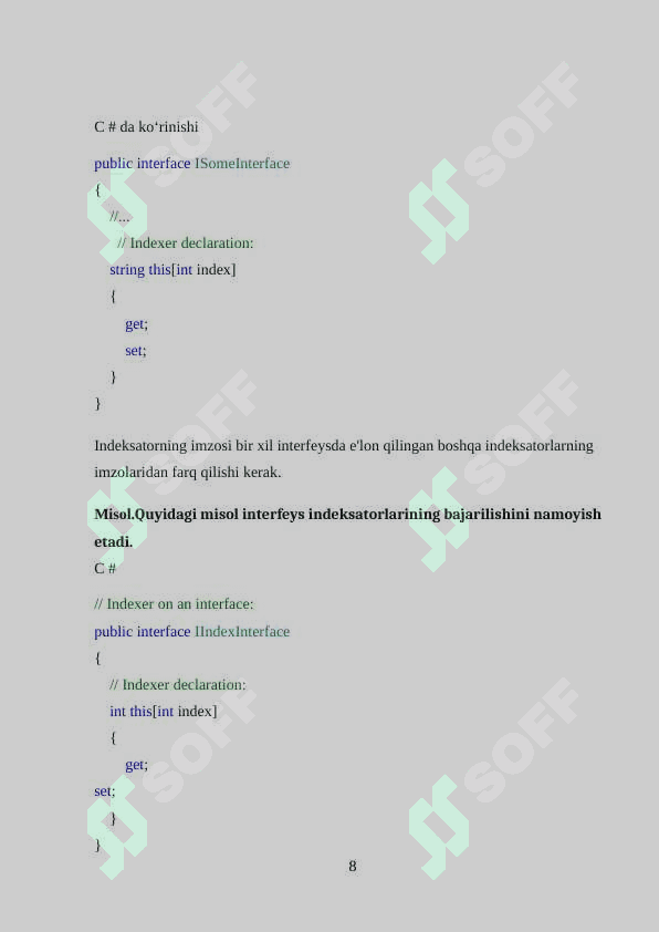 Indeksator va xossalar qo‘llanilgan holda misollar yechish 8