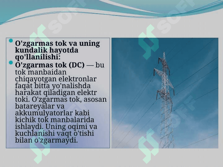 Elektr asoslari .o'zgarmas tok.elektromagnetizm 4