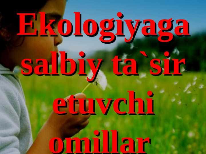 Ekologiyaga salbiy ta`sir etuvchi omillar