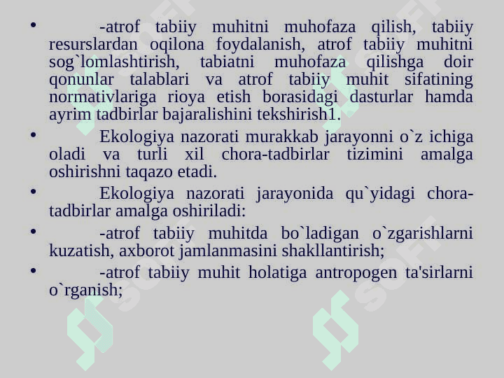 Ekologiya nazorati va ekologik ekspertizasining huquqiy holati 5
