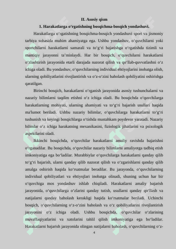 Harakatlarga oʻrgatish bosqichlari. 4