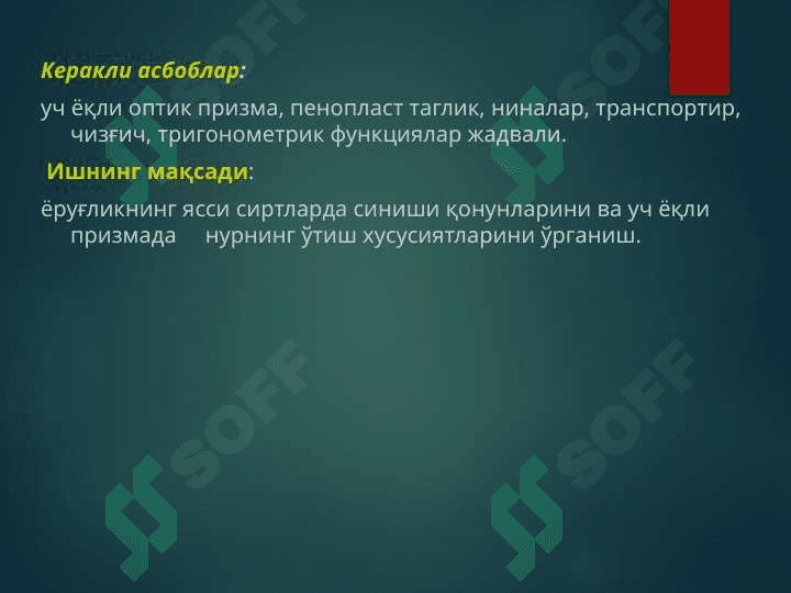 ПРИЗМАДА НУРНИНГ СИНИШИНИ ЎРГАНИШ 2