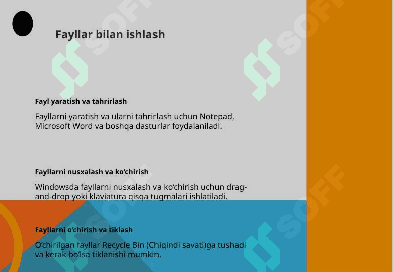 Windows OTda ishlash ko‘nikmalarini takomillashtirish 6