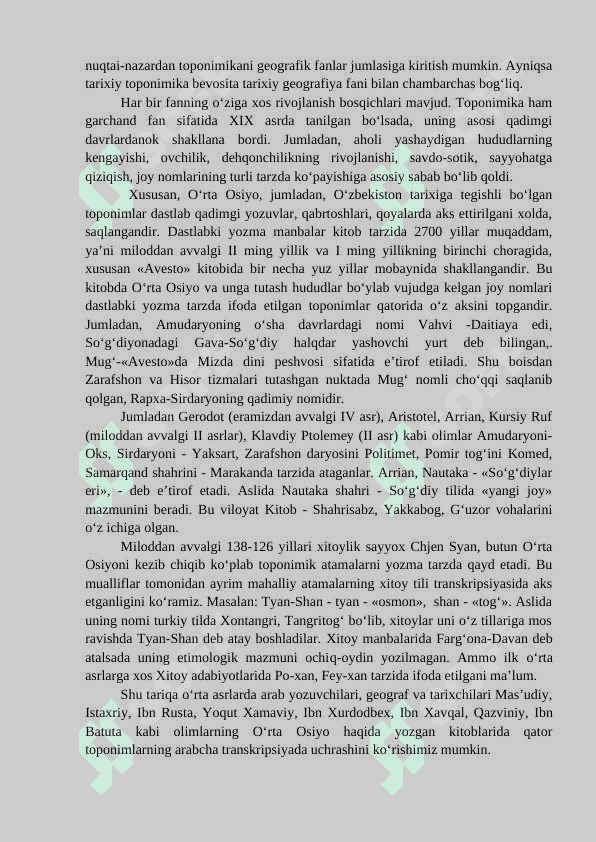 TOPONIMIK MANBALARNING O‘LKA TARIXINI O‘RGANISHDAGI AHAMIYATI 3