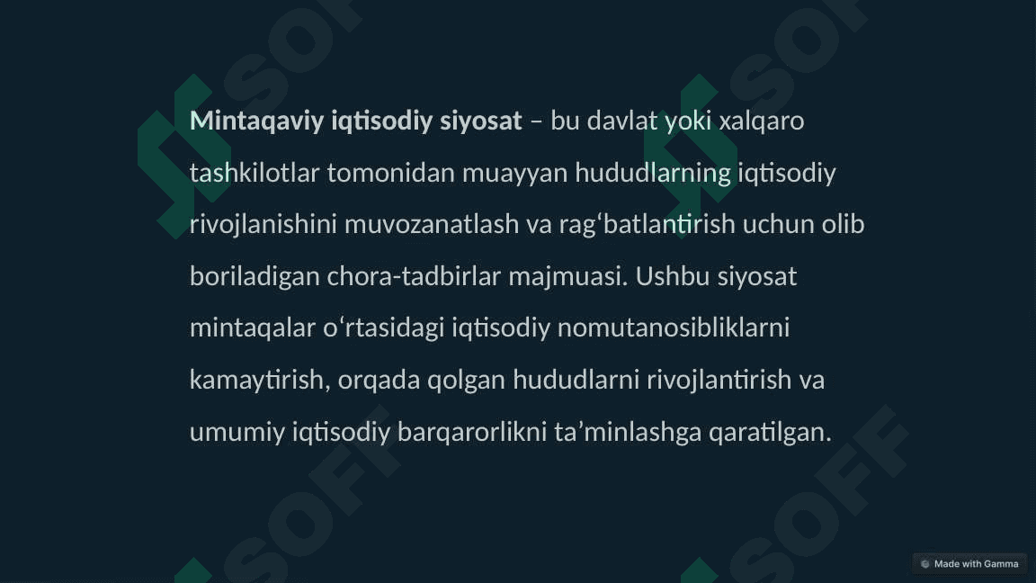 Mintaqaviy iqtisodiy siyosat 2