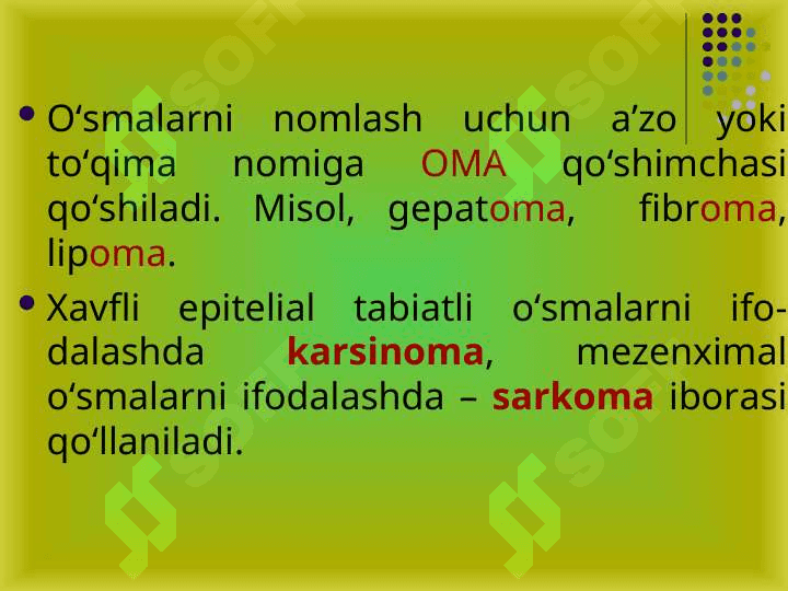 O`smalar 7