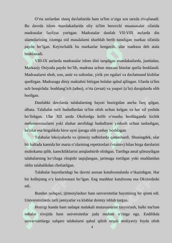 Oksford universiteti tarixi va bugungi kundagi faoliyati 4