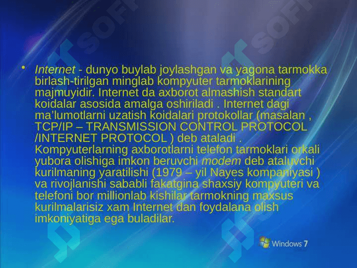 Internet tarmoqlarida axborot makoni. Elektron pochtalar bilan ishlash 3