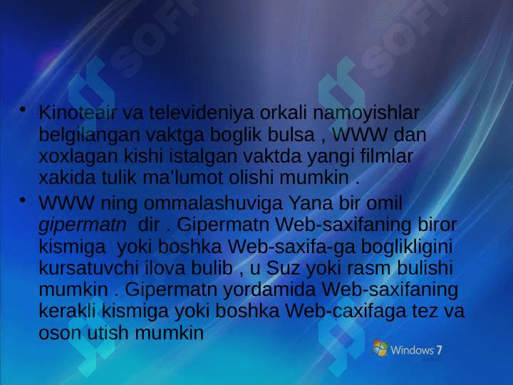 Internet tarmoqlarida axborot makoni. Elektron pochtalar bilan ishlash 7