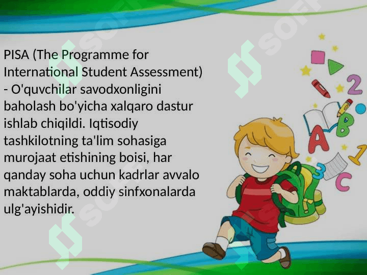 PISA baholash dasturida matematikaga oid mazmun sohalari 2