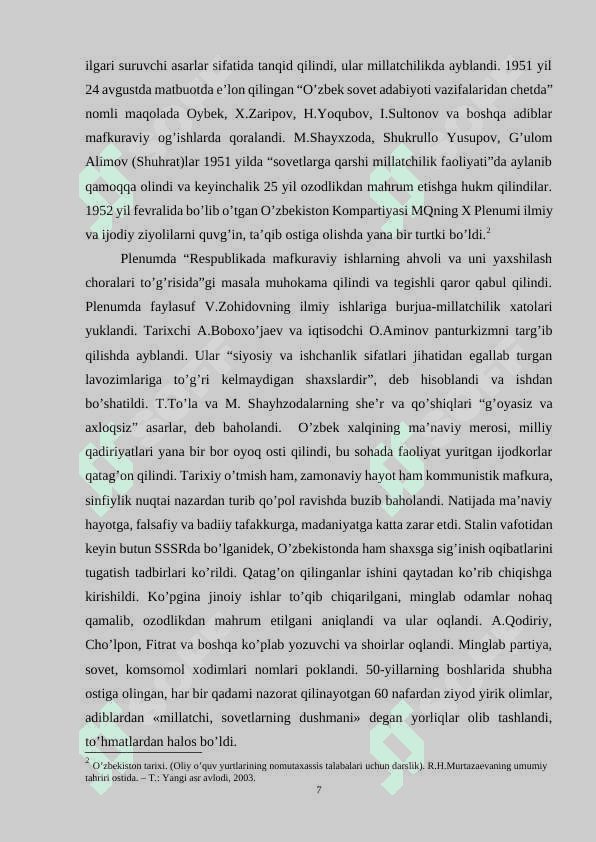 XX asrning 60-80 yillarida O’zbekiston sssrda fan va madaniyat 7