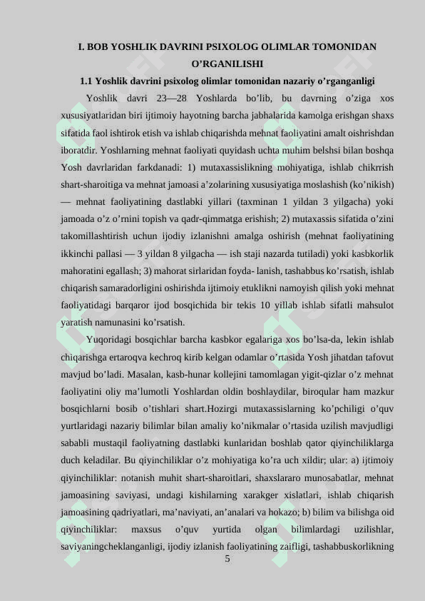 Yoshlik davri va uning o’ziga xos psixologik xususiyatlari 5